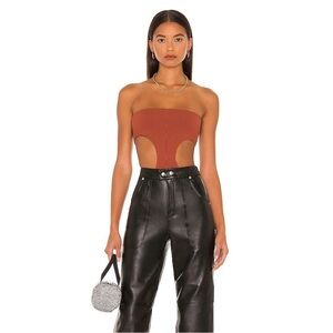 Superdown Darcey Cutout Bodysuit in Rust